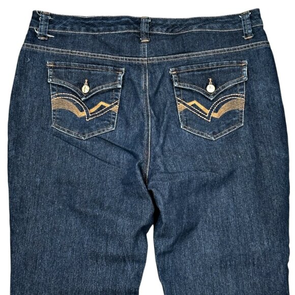 Nine West Jeans Womens Size 12 / 31 West End Fit Bootcut Dark Wash Embroidered - Picture 2 of 9